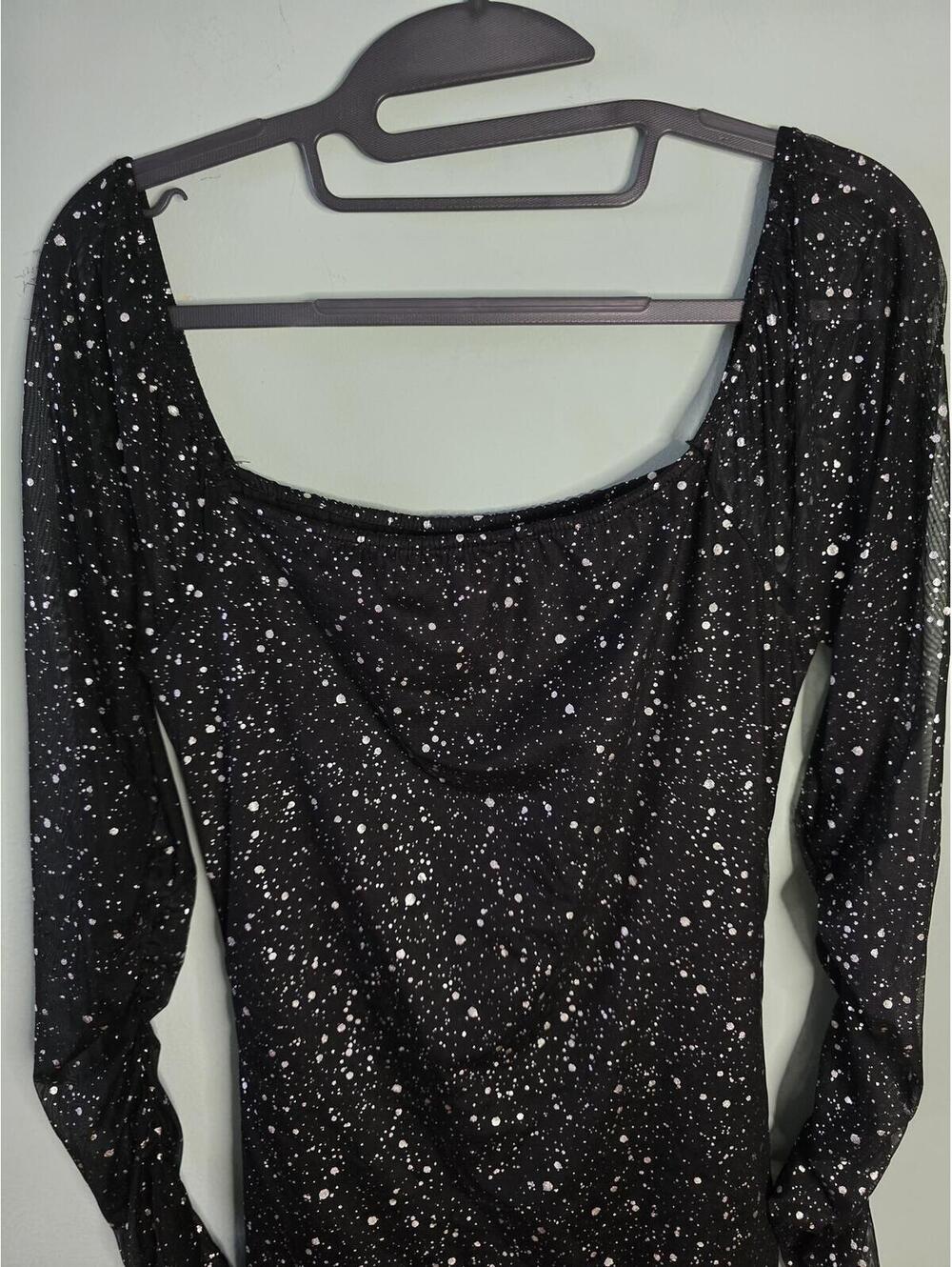 Mxrag Women's Black Sparkle Long Sleeve Bodycon Mini Dress,chic,ellegant Size S - Picture 3 of 16